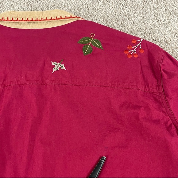 Bobbie Brooks Shirt Womens 22/24 Button Up Embroidered Leaves Fall Pumpkin 298 - Picture 4 of 14